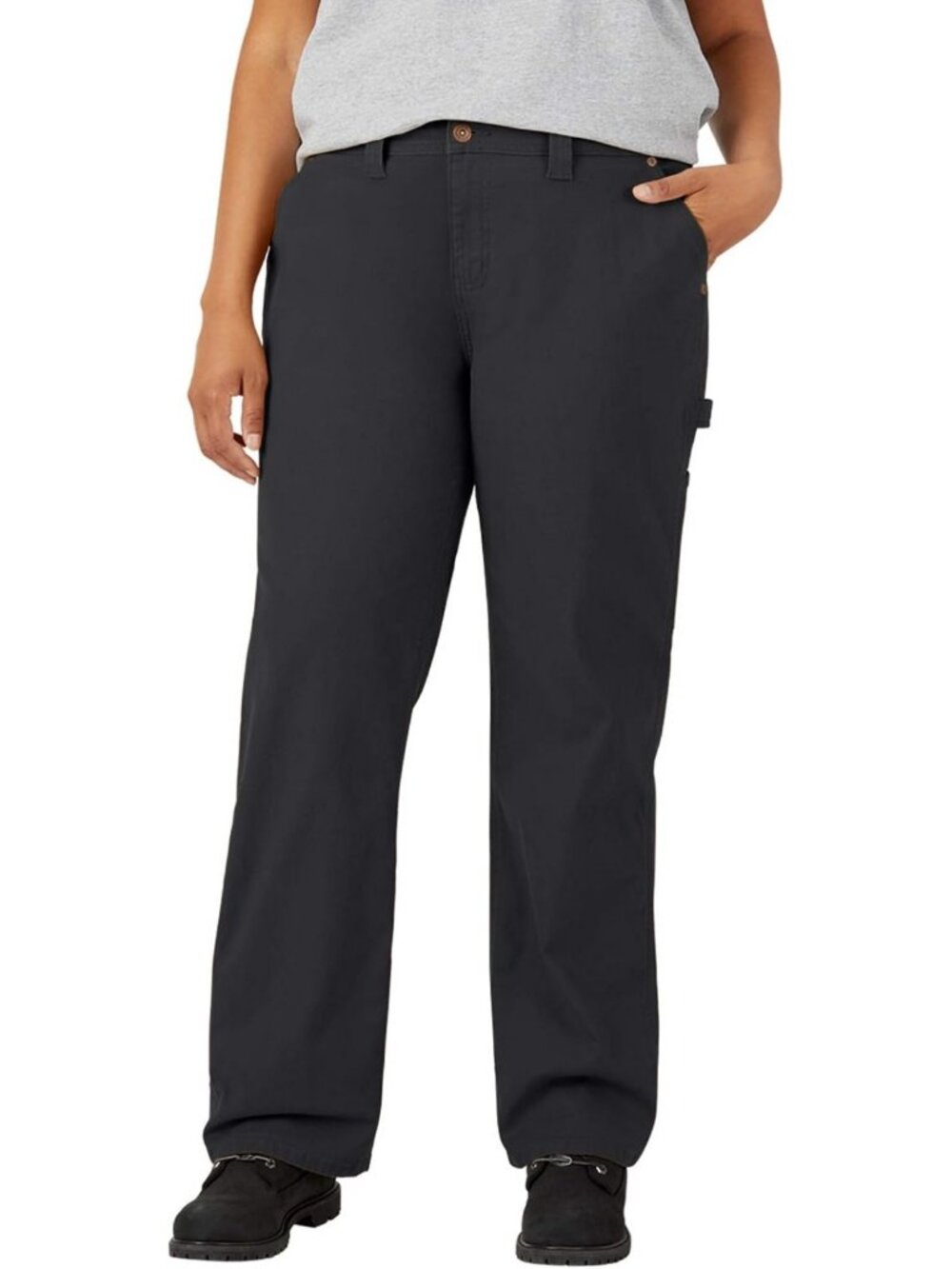 Plus Size Relaxed Straight Carpenter Duck Pants for Women - Comfortable